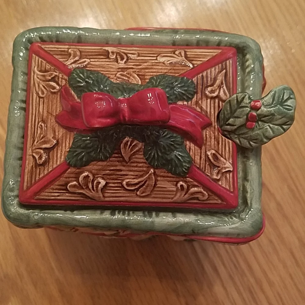 Fitz & Floyd Christmas Sugar Bowl w/Lid & Spoon Night Before Christmas
